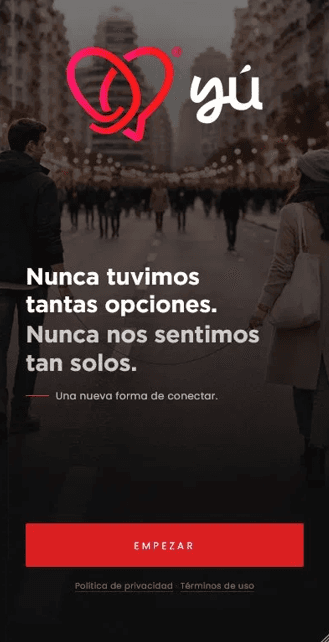 Pantalla de bienvenida de Yú